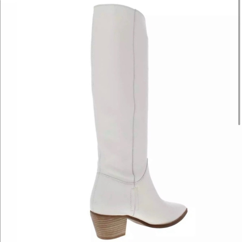 Worn once like new Sam Edelman white leather cowboy knee high boots
